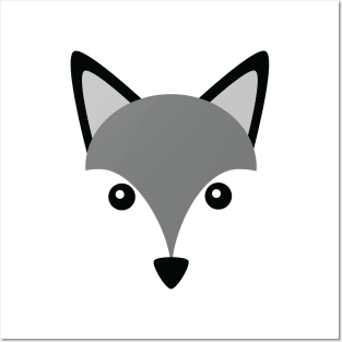Husky Grey Wolf Cute Head Logo Posters and Art